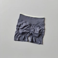 Detailed view of high-waisted seamless yoga shorts with scrunch butt lift and rib fabric - Blue Purple