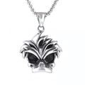 Collana con ciondolo a forma di papera teschio stile punk in acciaio inox argento antico - Anatra Teschio Incoronata (B1215) / Acciaio Lucido (Senza Catena)