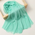 Light mint green linen scarf with fringe edges, lightweight and soft texture for women - 180*100cm / Aqua Green (TH39-19)