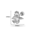 Silberner Engelsherz Knorpelstecker mit Zirkonia Flügeln und Schraubverschluss - 2# Engelsherz (Links) - Silber