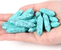 Macro view of double-pointed hexagonal crystal pendants with natural turquoise texture - 单吊坠(仅绿松石色纹理) / Double Terminated Hexagonal Prism Loose Stone