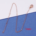 Pulsera de cadena en O de 1mm oro rosa de acero inoxidable con cierre de mosquetón ajustable - Oro Rosa 1mm de Grosor * 17+2+2cm