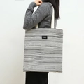Classic black and white horizontal striped canvas tote bag with reinforced handles - Black and White Stripe