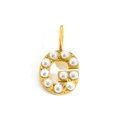Golden letter G pendant charm with white inlaid pearls for personalized jewelry making - Letter G / Gold