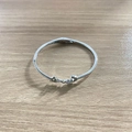 Silver love cuff bracelet with crescent moon and sparkling zircon inlay on wood - LOVE (Silver)