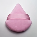 Soft pink triangular velvet powder puff with matching ribbon handle for flawless makeup - Pink / Single Naked Pack
