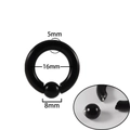 Black stainless steel 5mm gauge BCR piercing ring with 16mm inner diameter and 8mm ball - 5x16x8mm / Black