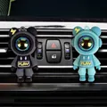Cartoon astronaut bear car air vent freshener set in black and light blue finish - Black+Green (Set of 2)