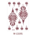 Deep reddish brown mandala henna temporary tattoo sticker with floral pattern W-1319S - Deep Reddish Brown Ethnic Floral (W-1319S)