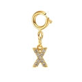 Gold plated titanium steel necklace featuring a sparkling letter X pendant with clear crystals - Letter Pendant-X