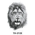 Waterproof temporary tattoo sticker featuring a detailed black and white lion head TH-213X - Th-213 / 210*148mm