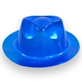 Glänzender blauer PVC-Jazzhut mit breiter Krempe für festliche Partys und Auftritte - Einheitsgröße(57-58cm) / Königsblau