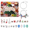 Christmas advent calendar jewelry box with silver bracelets and festive enamel beads - RC414 Blind Box Style