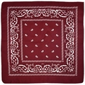 Dark red paisley bandana with white bohemian teardrop patterns and classic square design - Burgundy