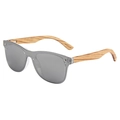 Polarized sunglasses with grey lenses and natural handmade wooden arms featuring rivets - Transparent Frame Zebra Wood Leg White Mirror Lens