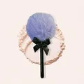 Plush lollipop powder puff with purple fiber head and elegant black silk bow accent - No Packaging / Purple