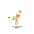 Butterfly butterfly piercing stud with colorful cubic zirconia and screw ball back - 12# Golden