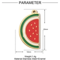 Macro view of watermelon enamel pendant in stainless steel with 20mm by 10mm dimensions - Watermelon Slice