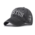 Casquette de baseball délavée avec broderie Boston en 3D et écusson latéral vintage - BOSTON Noir
