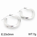 Boucles d'oreilles créoles carrées torsadées en acier inoxydable argenté brillant - Couleur Acier (KE112431-KFC)