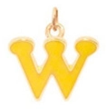 Golden 18K plated stainless steel necklace pendant with yellow enamel letter W detail - Letter W