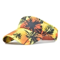 Women's sun visor hat with orange gradient and tropical palm tree print for beach - Orange Yellow Palm Tree