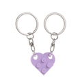 Creative lavender brick heart keychain for couples with durable stainless steel ring - Purple