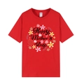 Red Happy Mother's Day t-shirt featuring floral typography in a soft cotton fabric - Red 318