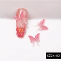 Macro de adornos para uñas de mariposa 3D en resina rosa aurora con acabado glitter - SZ24-02/Rosa