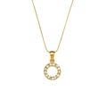 18K gold plated snake chain necklace with a circular zircon pavé pendant variant - Letter O