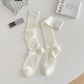 White ribbed ballet style calf-high socks with breathable mesh knit texture - One Size / White