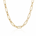 Modern gold paperclip link necklace for men and women with reflective studio lighting - 45+5cm / Gold