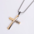 Hip hop stainless steel necklace with punk crack pattern cross pendant in gold and silver - With Chain / Gold
