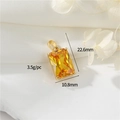 14K gold plated rectangular yellow gemstone pendant with detailed size measurements - Yellow