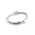 Silver-plated X-shaped ring featuring pavé-set crystals and an adjustable open band design - Letter X
