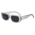 Retro rectangular sunglasses with translucent grey frames and dark tinted lenses - Clear Grey