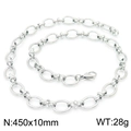Collana a catena a maglie ovali in acciaio inossidabile argento 450x10mm con gancio - Argento 450x10mm(KN228734-Z)