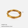 Irregular ripple texture stainless steel ring in gold finish with 17mm diameter - Textured Wave Style (YHTSR-2501169)