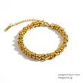 Gold plated stainless steel bracelet featuring interlocking spiral rings with 16.5cm length - SL41021-Spiral Rope Chain
