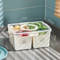 Contenitore trasparente con cestini di drenaggio bianchi per frutta e verdura - Extra Large 3 Scomparti Bianco Crema