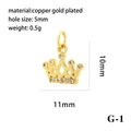 Detail van 18K vergulde kroonhanger met witte zirkoon en afmetingen van 11x10mm grootte - Goud Ingelegde Kroon G-1
