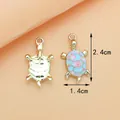 Pink cherry blossom turtle pendants in alloy with enamel finish for DIY jewelry - 19# Blue Pink Patterned Turtle