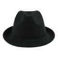 Classic black wool felt jazz fedora hat with a rolled edge for men and women - 58cm / Black