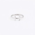 Macro detail of silver stainless steel Sagittarius zodiac arrow ring with adjustable band - Sagittarius