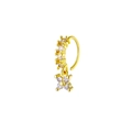 Exquisite gold nose ring with a sparkling cubic zirconia flower pendant for women - Flower Style - Gold (BH089-2)