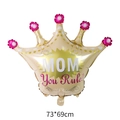 Crown-shaped 'MOM You Rule!' foil balloon in champagne gold for Mother's Day decor - Crown MOM