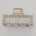 Rectangular gold-tone hair claw clip featuring shimmering rhinestone embellishments - Rectangle / L / Gold Rhinestone