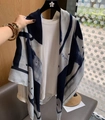Navy blue and white polka dot cotton linen oversized scarf wrap for women in summer - 130*130cm / Navy Polka Dot (MZF-062)