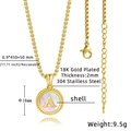 Collier en acier plaqué or 18K avec pendentif rond en nacre et lettre A gravée - Plaqué Or 18K / Or - Lettre A