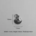 Silver steel shell charm pendant with radial texture 11x10mm for DIY jewelry - Radiant Shell Charm (P00090S)
